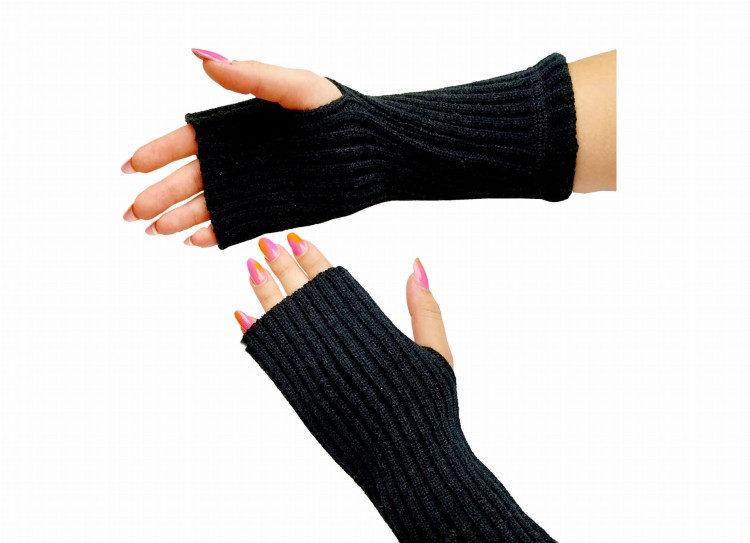 rekawiczki bezpalcone czarne z grubej dzianiny