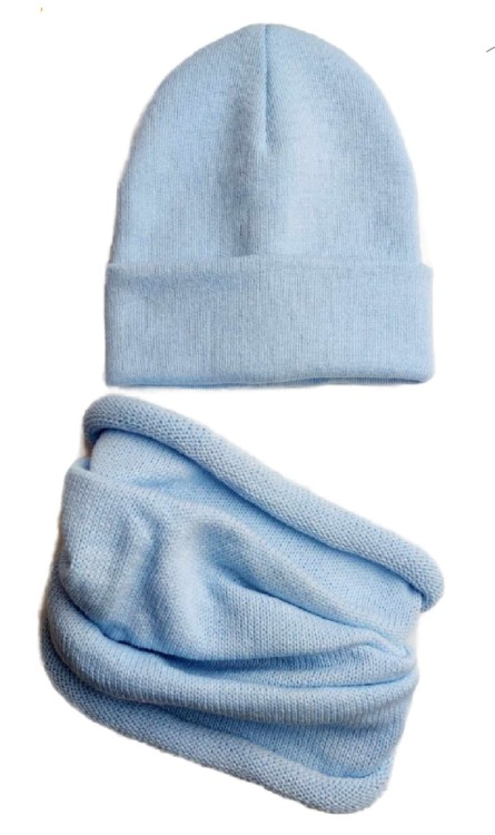 Komplet błękitny czapka i tuba