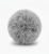 Szary pompon z włóczki o średnicy około 10 cm, ze sznurkiem do przymocowania.png