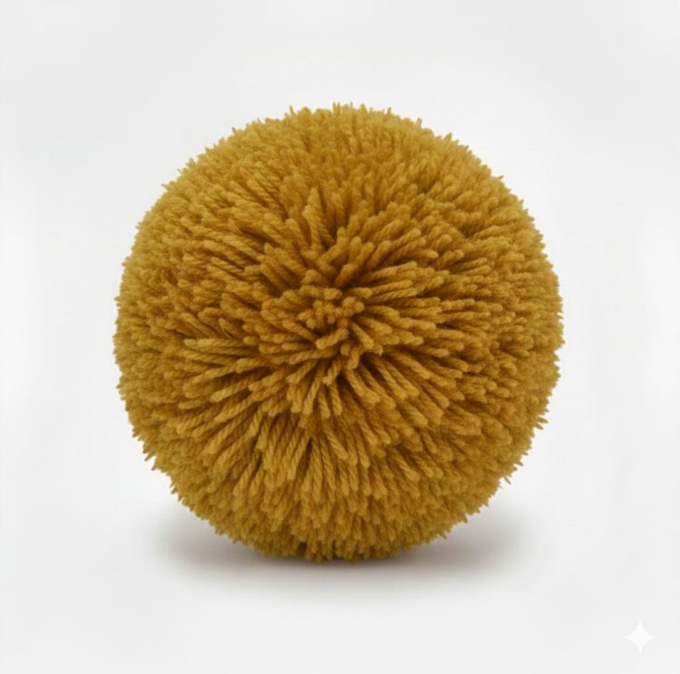 Pompony z włóczki akrylowej – musztardowy żółty z mocowaniem.png