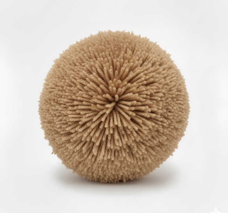 Pompon beż camel włóczkowy